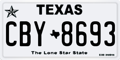 TX license plate CBY8693