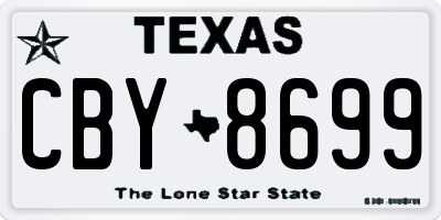 TX license plate CBY8699