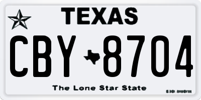 TX license plate CBY8704