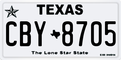 TX license plate CBY8705