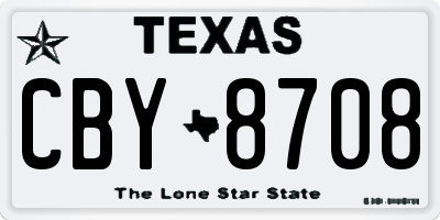 TX license plate CBY8708