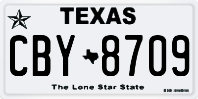 TX license plate CBY8709