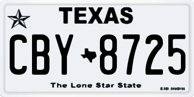 TX license plate CBY8725