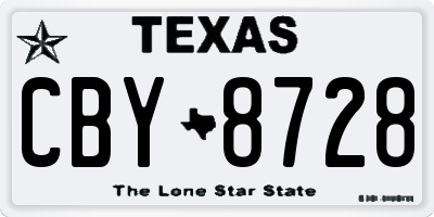 TX license plate CBY8728