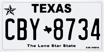 TX license plate CBY8734
