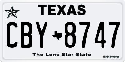 TX license plate CBY8747