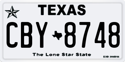 TX license plate CBY8748