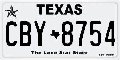 TX license plate CBY8754
