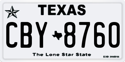 TX license plate CBY8760
