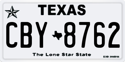 TX license plate CBY8762