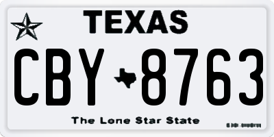 TX license plate CBY8763