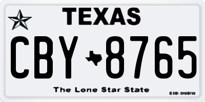 TX license plate CBY8765