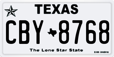 TX license plate CBY8768