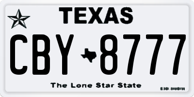 TX license plate CBY8777