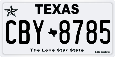 TX license plate CBY8785