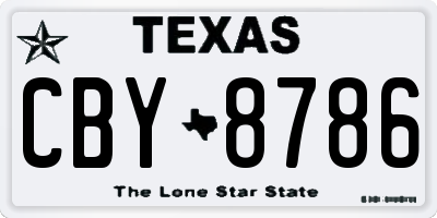 TX license plate CBY8786