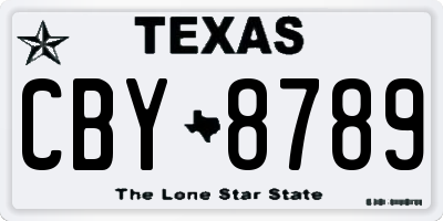 TX license plate CBY8789