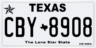 TX license plate CBY8908