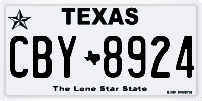 TX license plate CBY8924