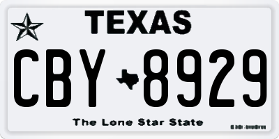 TX license plate CBY8929