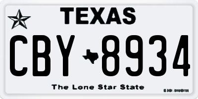 TX license plate CBY8934