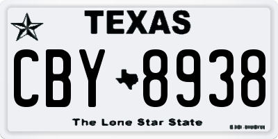 TX license plate CBY8938