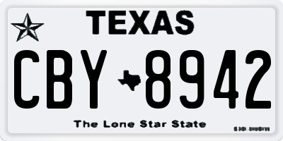 TX license plate CBY8942