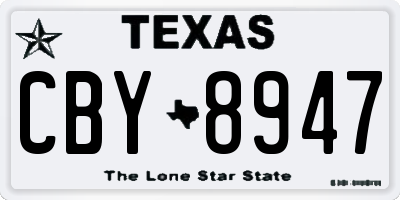 TX license plate CBY8947