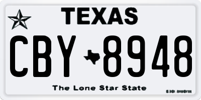 TX license plate CBY8948