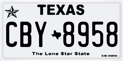 TX license plate CBY8958