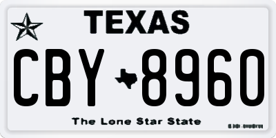 TX license plate CBY8960