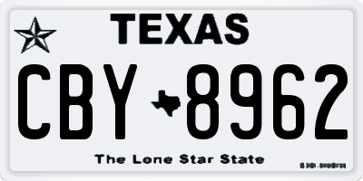 TX license plate CBY8962