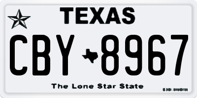 TX license plate CBY8967