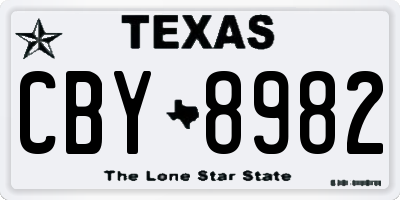 TX license plate CBY8982