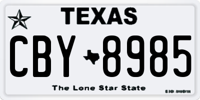 TX license plate CBY8985