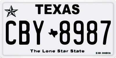 TX license plate CBY8987