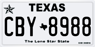 TX license plate CBY8988
