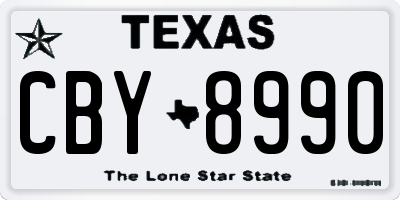 TX license plate CBY8990