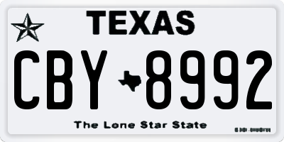 TX license plate CBY8992
