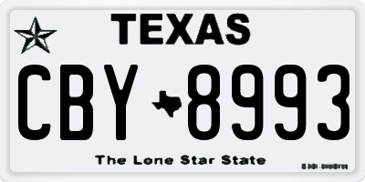 TX license plate CBY8993