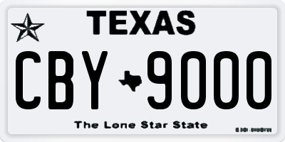 TX license plate CBY9000