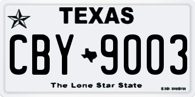 TX license plate CBY9003