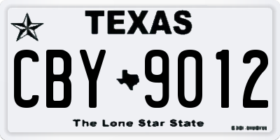 TX license plate CBY9012