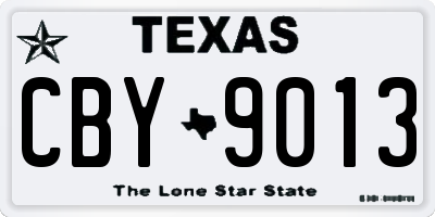 TX license plate CBY9013