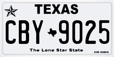 TX license plate CBY9025