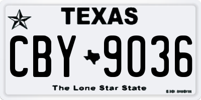 TX license plate CBY9036