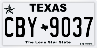 TX license plate CBY9037