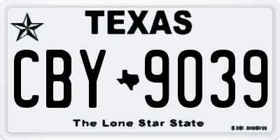 TX license plate CBY9039