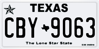 TX license plate CBY9063