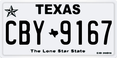 TX license plate CBY9167